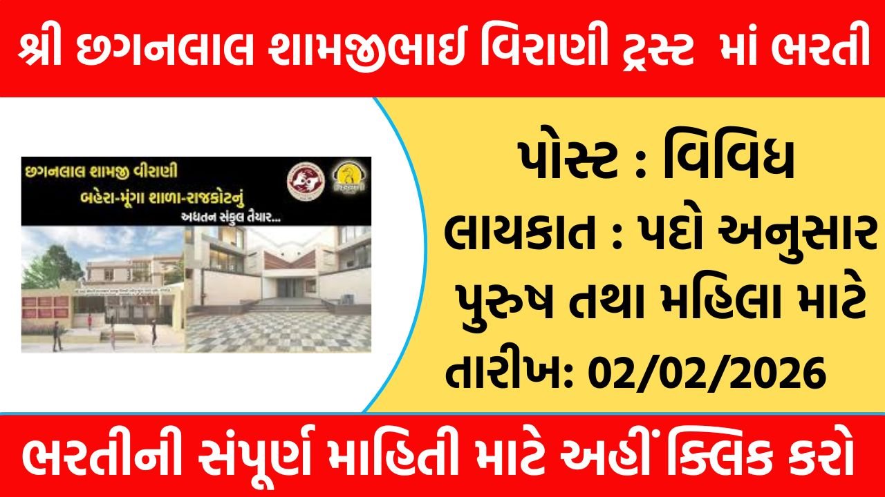 Shri Chhaganlal Virani Trust Recruitment 2026